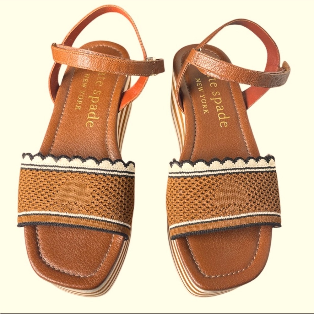 Kate Spade Highrise Brown Wedge Platform Sandals 7.5B